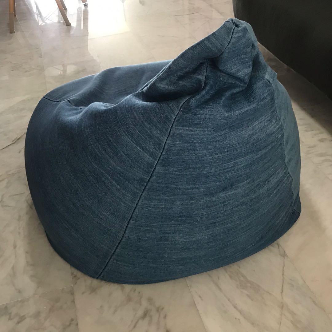 Denim bean bag, Furniture & Home Living, Furniture, Sofas on Carousell