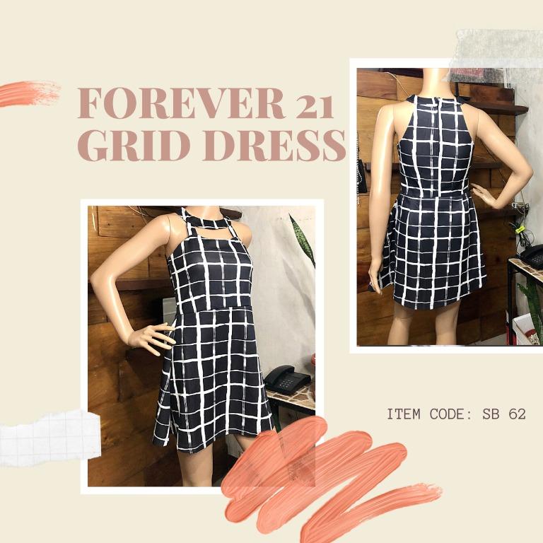Forever 21 Grid Halter Dress Women S Fashion Clothes Dresses Skirts On Carousell