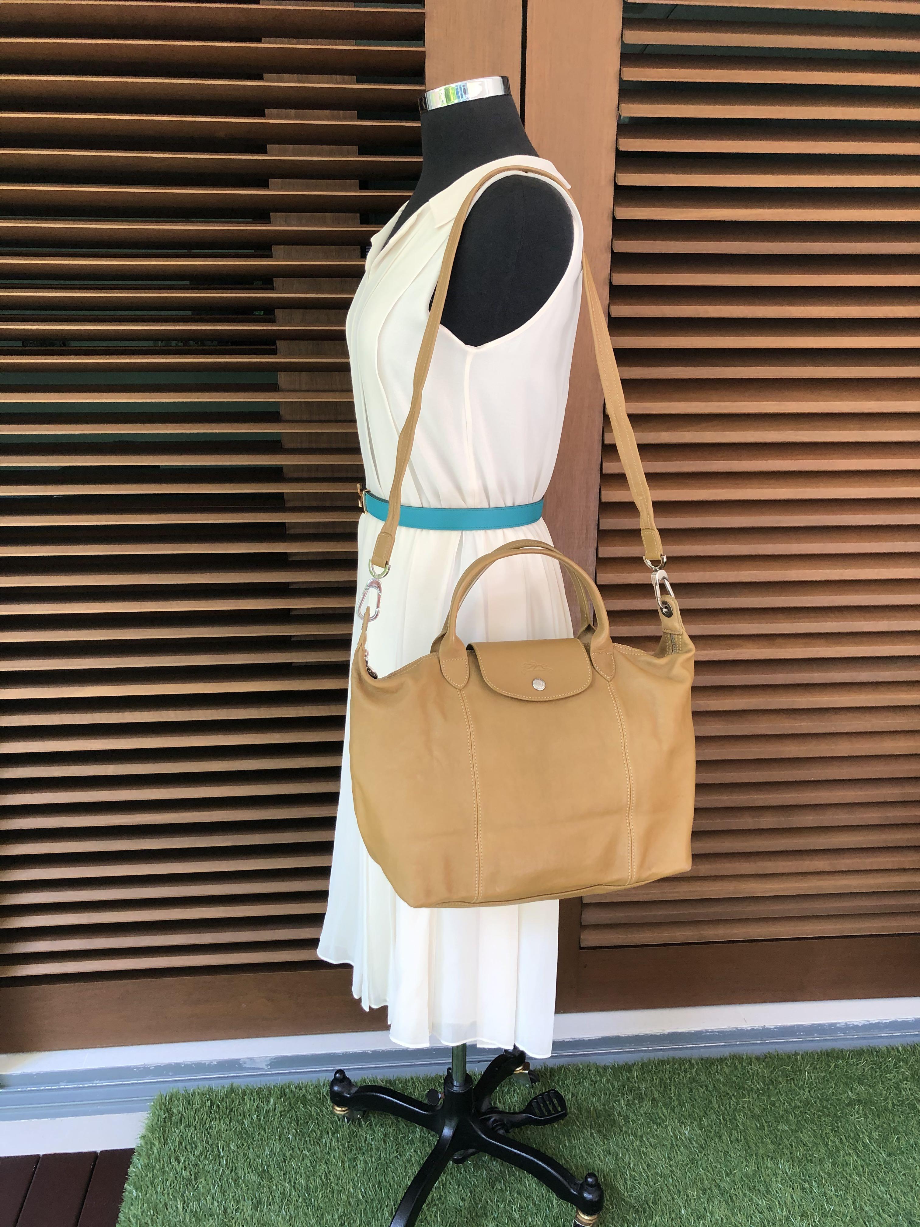 Authentic Longchamp Bag Le Pliage Cuir Leather in Honey Mustard