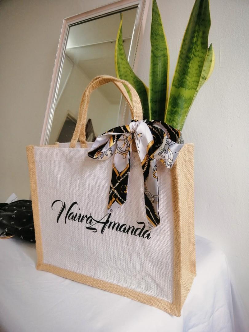 Jute bag with on sale twilly