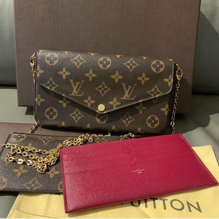 LV Felicie Pochette Brown, Luxury, Bags & Wallets on Carousell