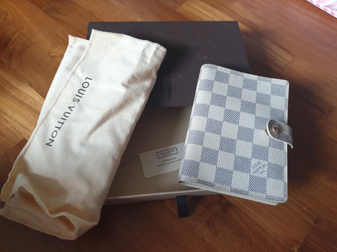 Louis Vuitton Small Ring Agenda Cover Damier Azur White Blue in