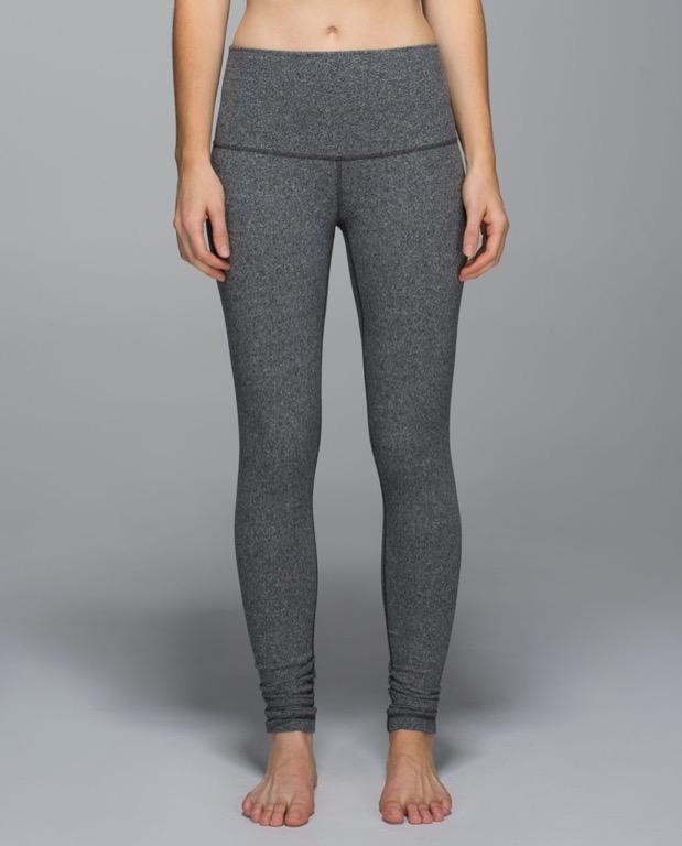 Lululemon Wunder Under Pant (Hi-Rise) *Cotton Size 6 in Heathered Speckled  Black Yoga Leggings Tights Grey