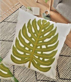 Monstera Embroidered Throw pillow case