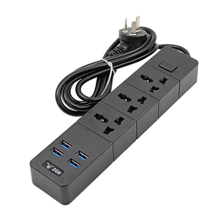 New 3x Uk Multi Plug 4x 3 1a Usb Fast Charge Single Switch Power Strip With 3x Ac Sockets 4x Usb Ports Black Uk Plug High Voltage Lighting Protection