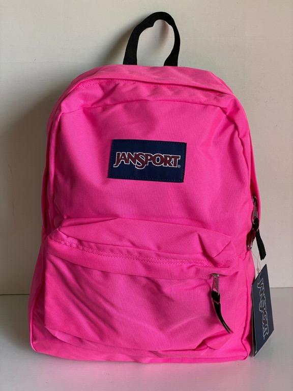 NEW JANSPORT SUPERBREAK FLUORESCENT PINK SCHOOL TRAVEL BACKPACK