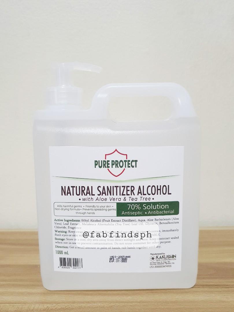 Pure Protect alcohol 1 liter pump, Beauty & Personal Care, Sanitizers