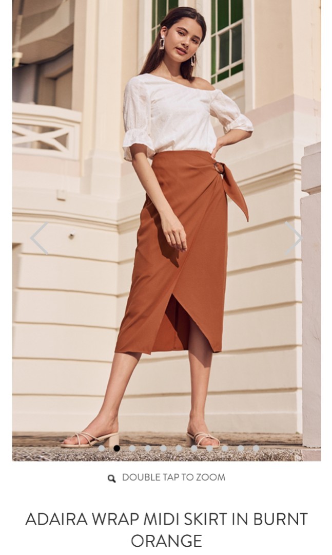 Orange wrap new arrivals midi skirt