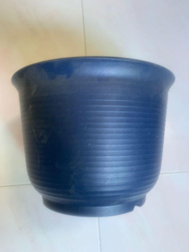Thick Plastic Pot Dark Blue Gardening Pots Planters On Carousell