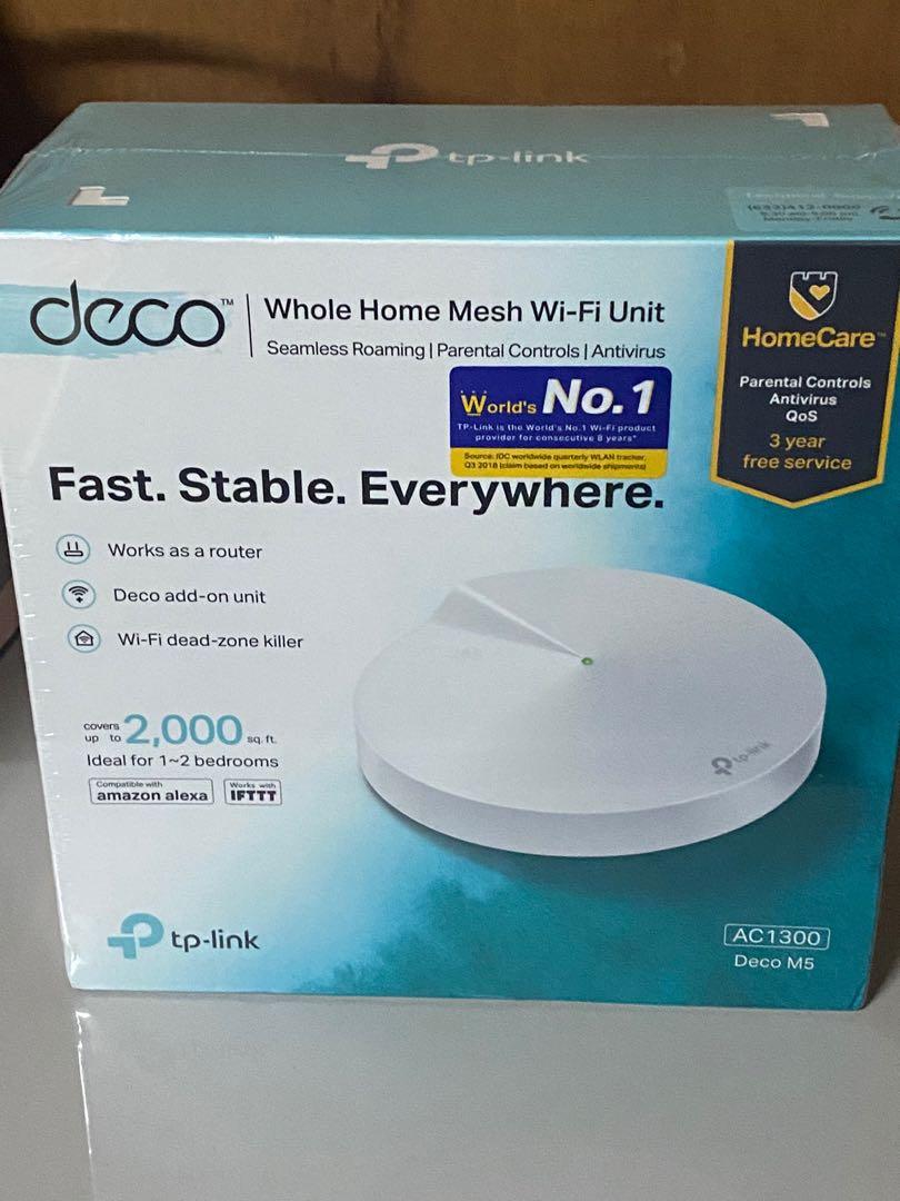 TP-Link Deco M5 Mesh WIFi unit (Category: Networking) located in Cebu City. Submitted by will.jum (Listing ID 1026604281, Image 1). Description: Brand New, Boxed and Still Sealed Compatible with Amazon Alexa, IFTTT RFS: Extra Unit Payment Mode: GCash or PayMaya Shipment/Delivery for the Buyer.