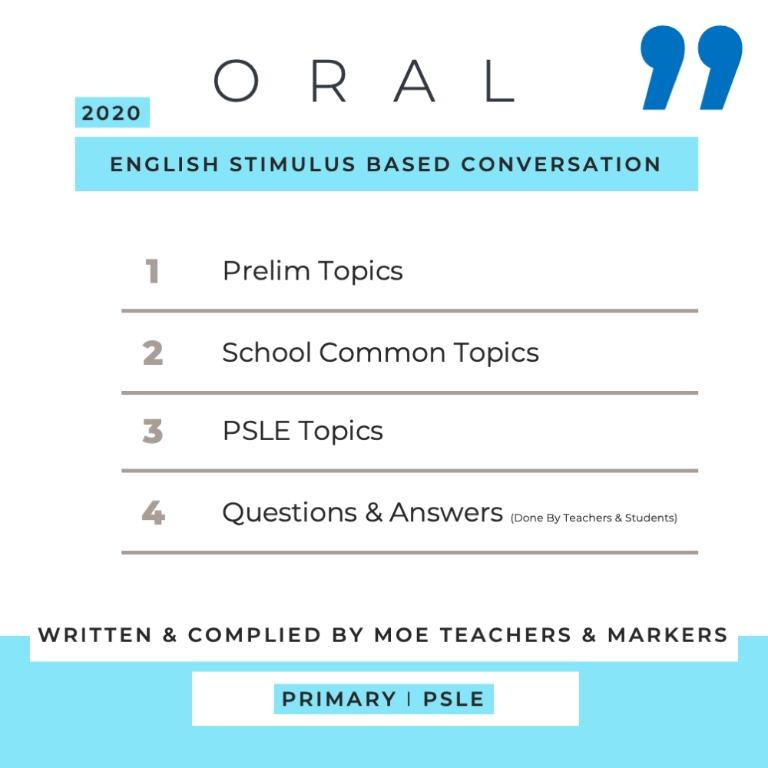 Updated 2020 Psle Primary 4 Primary 5 Primary 6 English Oral Stimulus Based Conversation Questions Books Stationery Textbooks Primary On Carousell