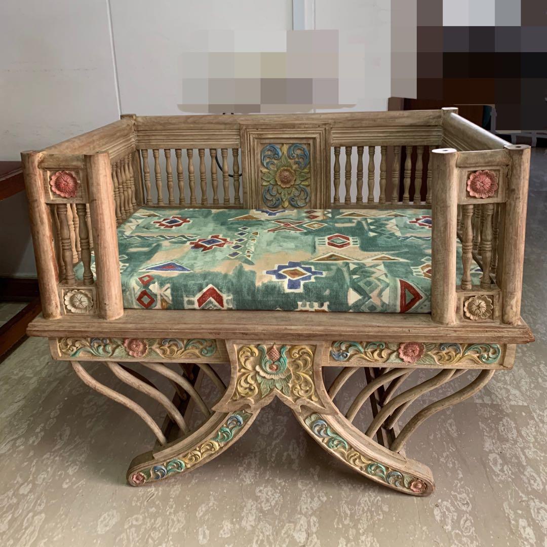 Vintage carved teak wood howdah houdah elephant chair