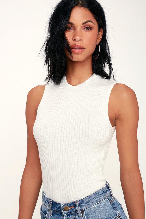 sleeveless mock neck shirt