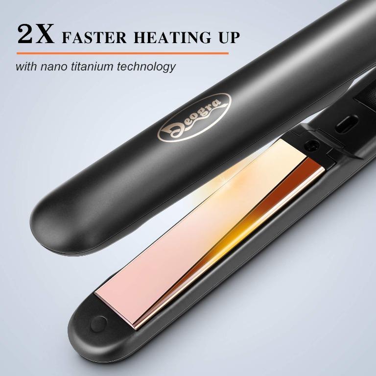 7997 Deogra Titanium Flat Iron for Hair Professional Hair Straightener and Curler 2 in 1 Dual Voltage Travel Flat Iron with Temperature Adjustable