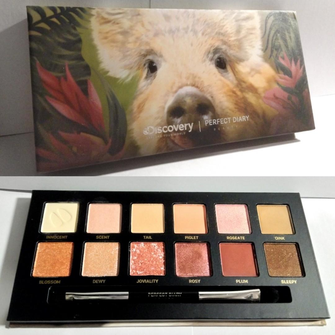 perfect diary discovery animal hummus texture eye shadow palette 12 color 14g 完美日記探險家十二色動物眼影盤小豬粉質細膩不飛粉百搭14g 化妝品 美容 化妝品 化妝品 carousell