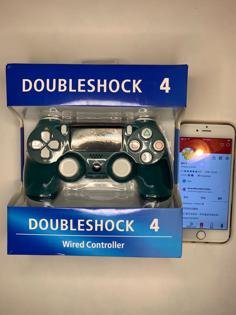 現貨 Ps4有線手制 Pc Steam Wire Controller 平臺有線手制白綠色 遊戲機 遊戲機裝飾配件 手掣 Carousell