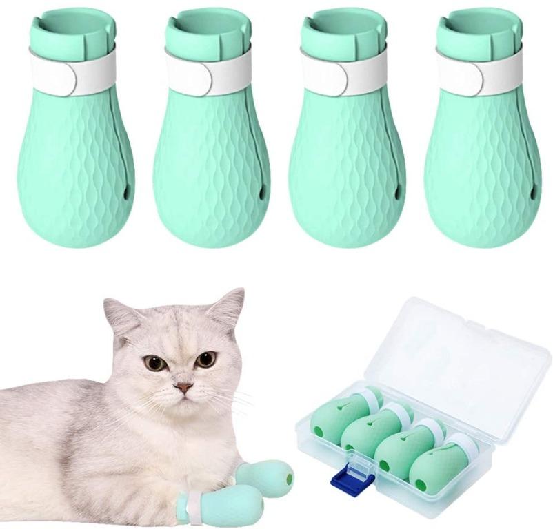 Anti Scratch Cat Boots Silicone Cat Foot Shoes Rubber Precaution Scratch Gloves Cat Paw Protector Nail Cover Pet Grooming Scratching Booties for Home