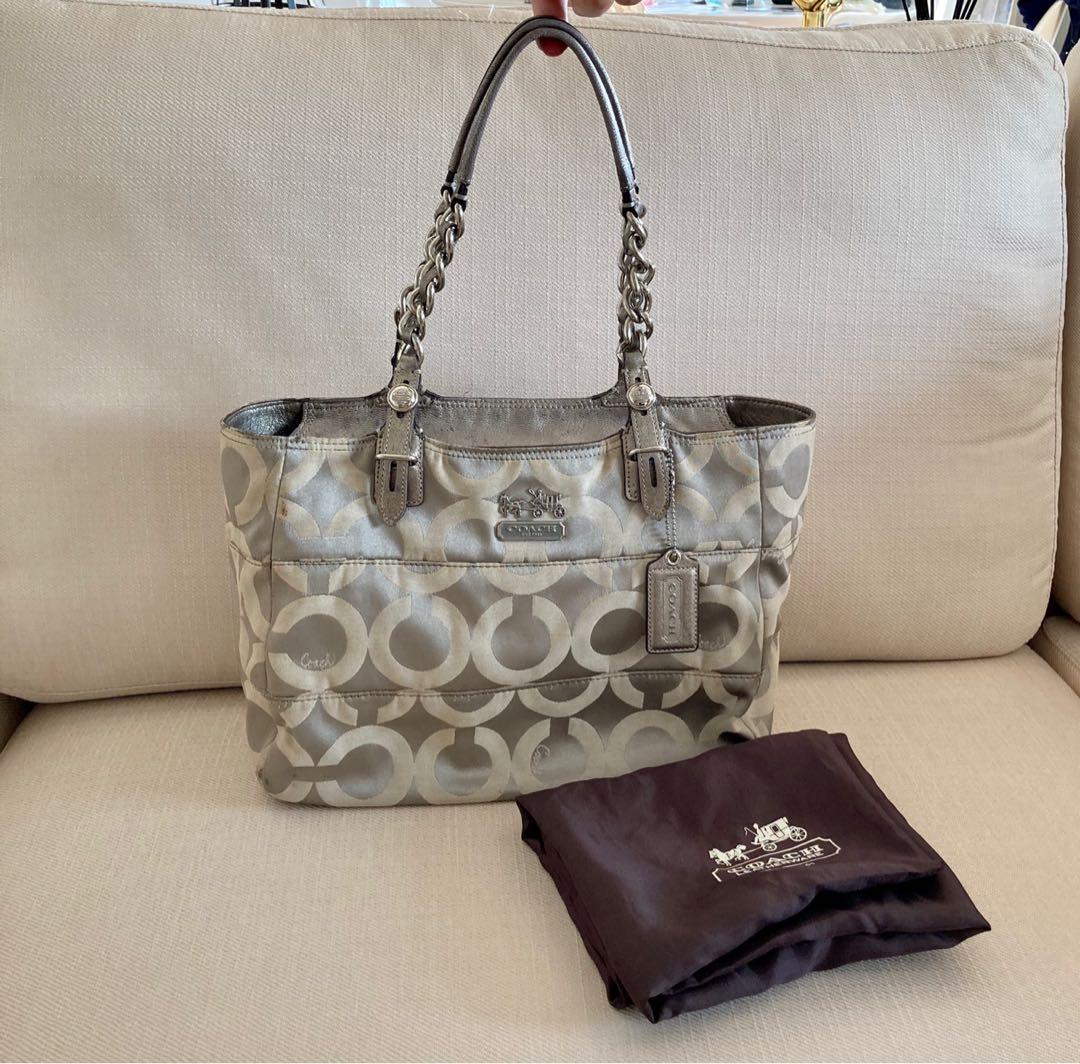 Coach sales silver tote