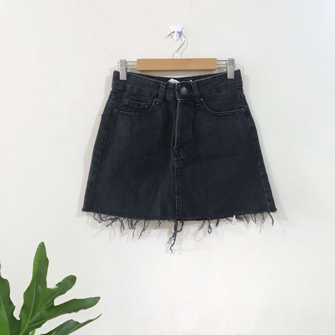 Bershka black denim skirt