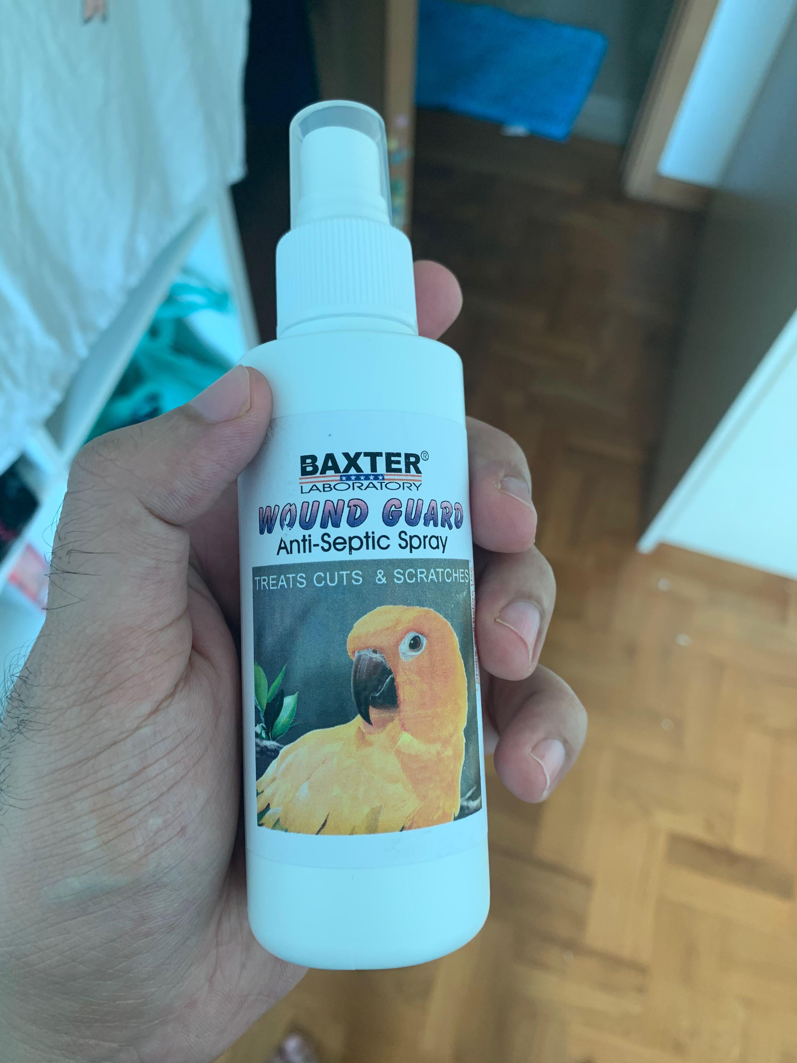 Bnib Baxter Laboratory S Wound Guard Antiseptic Spray For Parrot Cuts Wound And Scratches Pet Supplies For Birds Bird Accessories On Carousell