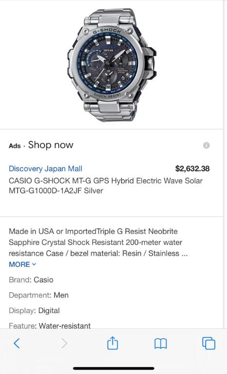 Casio G SHOCK MTG G1000D A2JF Luxury Watches on Carousell