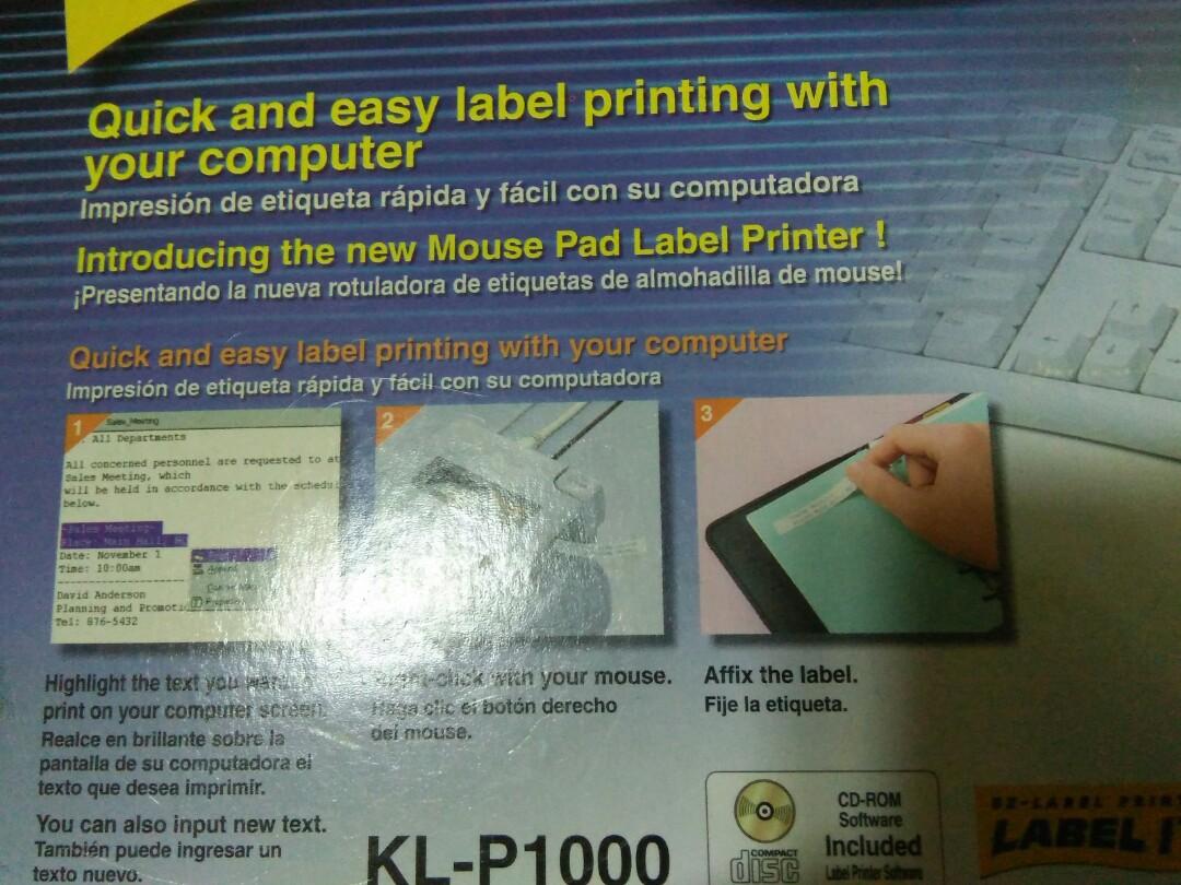 Casio Mouse Pad PC Label Printer For Window 2000, Window 98 ...