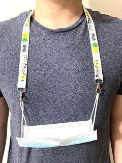Face Mask Holder Strap - Tsum Tsum Hook on / Line Bear Button on / Sewing  - Elastic Stretchy Black String for Making Face Mask Loop (flat string)