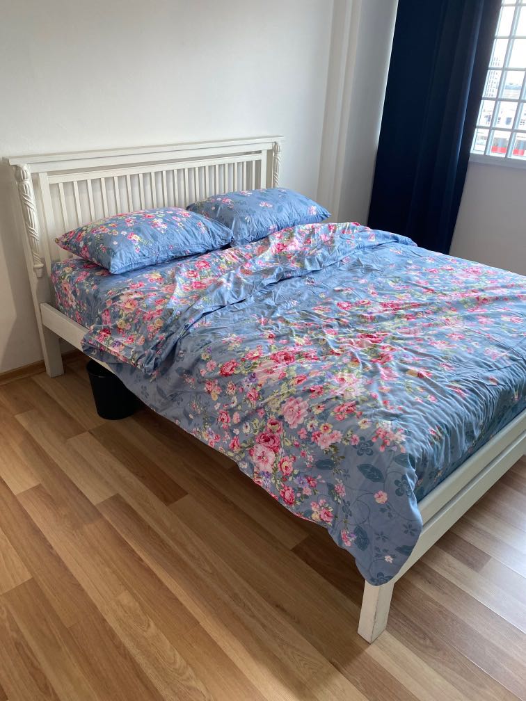 French style Queen bed frame and mattress, Furniture, Beds & Mattresses