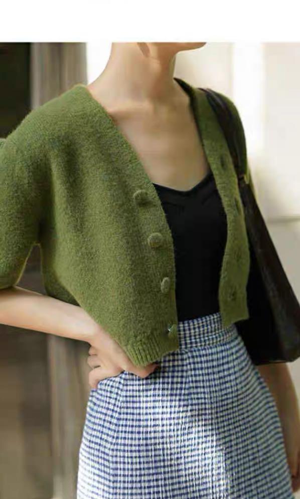 fuzzy green cardigan