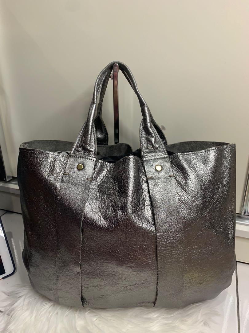 large silver tote bags