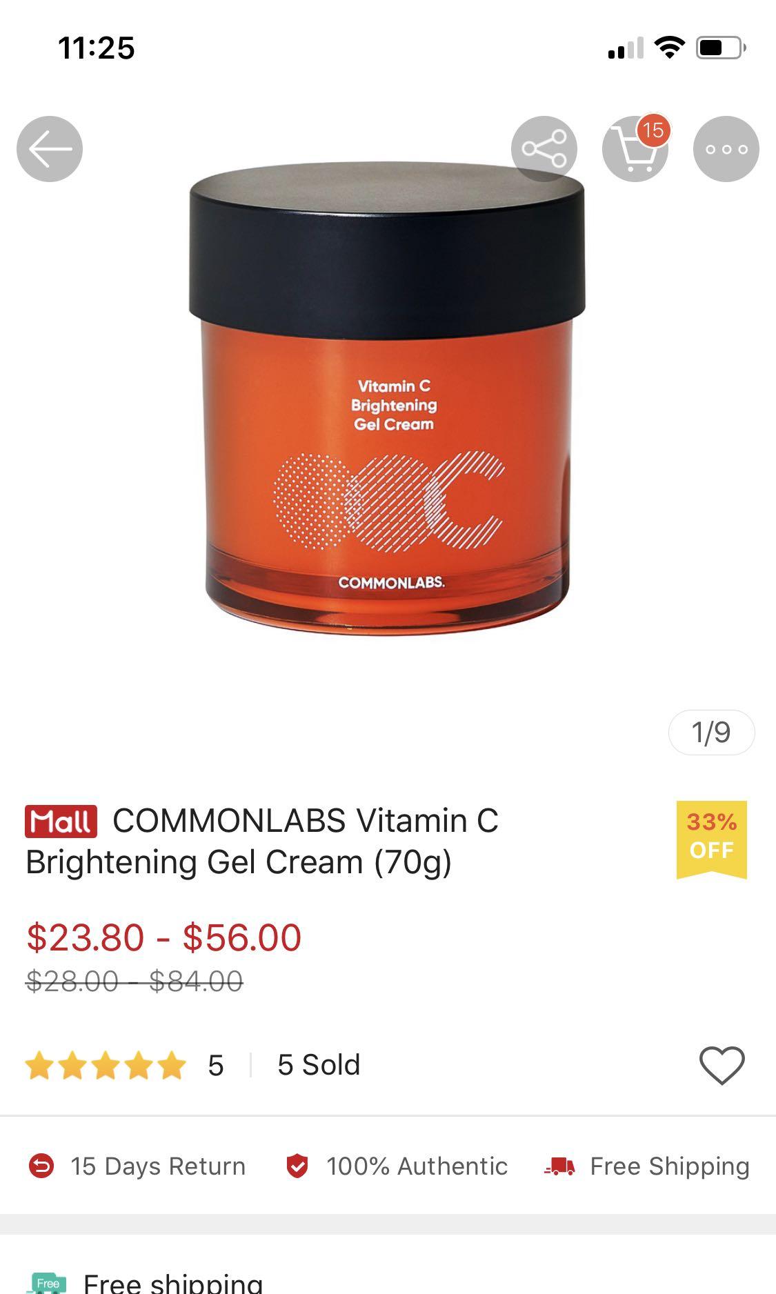 Ksisters Commonlabs Vitamin C Brightening Gel Cream Health Beauty Face Skin Care On Carousell