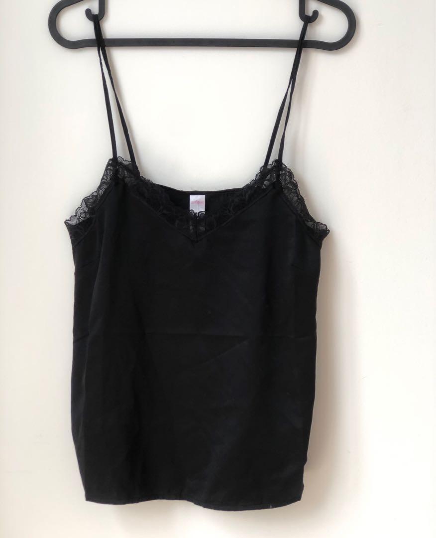 lace trim satin cami