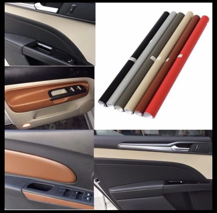 Leather Texture Car Interior Vinyl Wrap Black Brown Red, Car