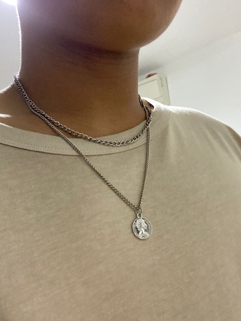 Double Cuban Chain Necklace | Chain necklace outfit, Mens chain necklace,  Mens silver necklace