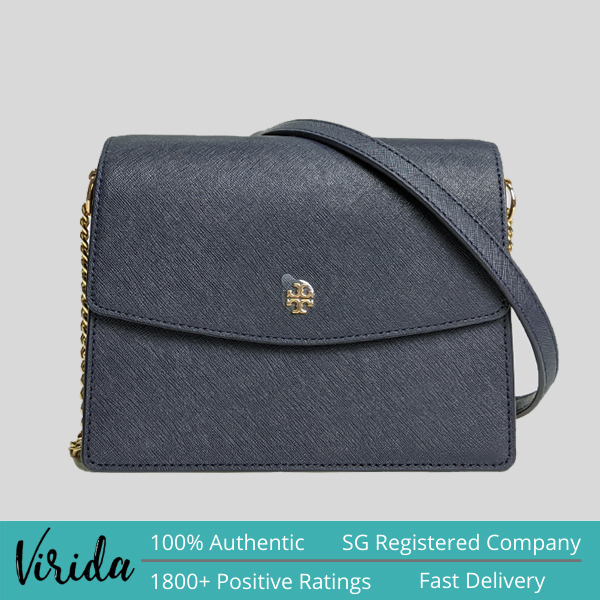 NEW ARRIVAL Tory Burch Emerson Envelope Adjustable Shoulder Bag Navy 61450,  Luxury, Bags & Wallets on Carousell