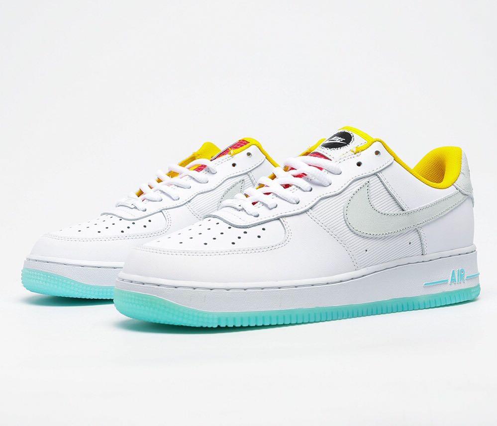 white and yellow nike air force