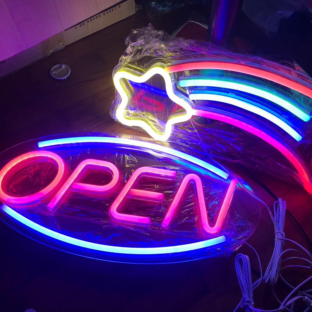 Open Sign Signage Shooting Star Neon Led Lights House Lamp Furniture Home Decor Lighting Supplies On Carousell