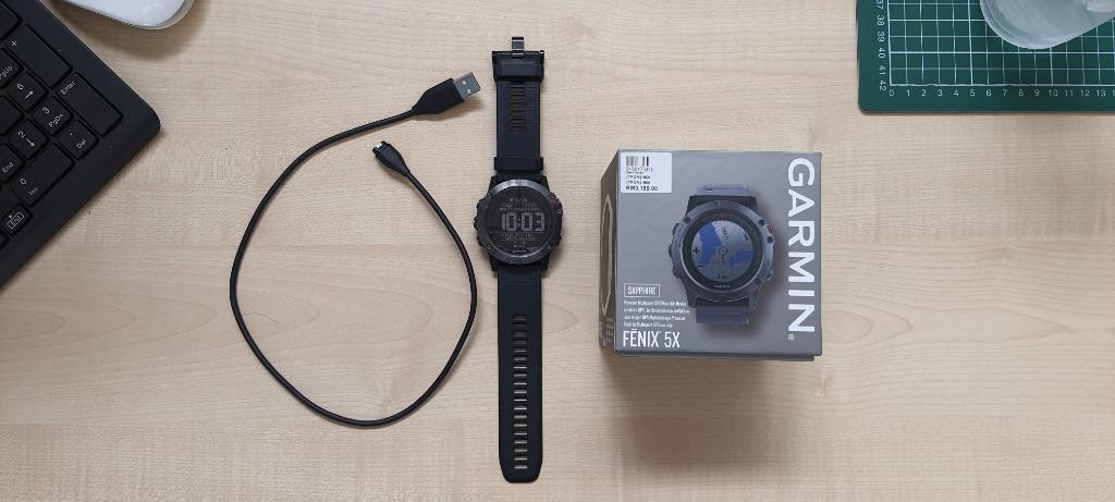 Original Garmin Fenix 5X Sapphire Edition Slate Gray with Black