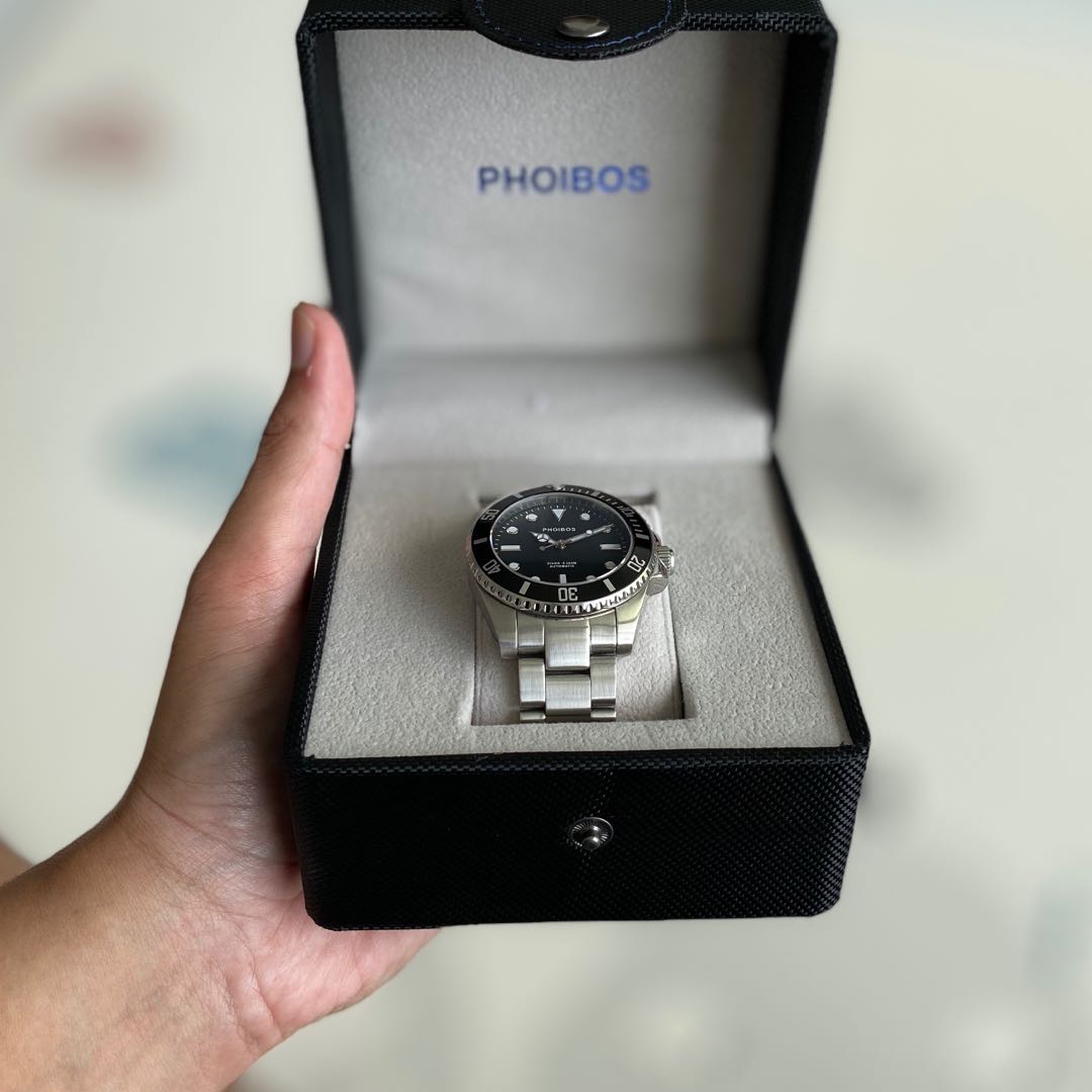 PHOIBOS PY006C Great White 300M Automatic Diver Watch Black Razer