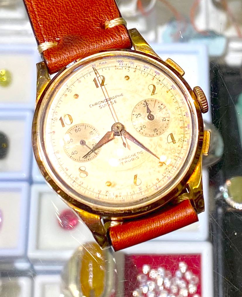 Chronographe suisse antimagnetic hotsell 17 rubis 18k