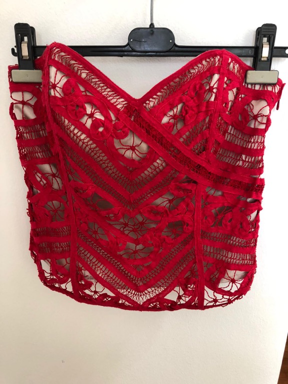 red lace bustier top