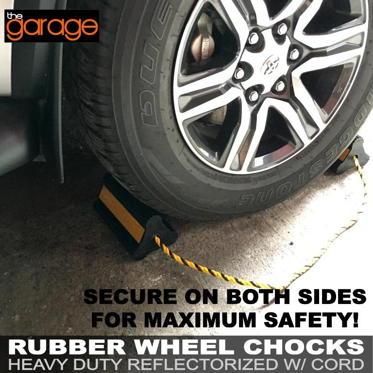 RUBBER WHEEL CHOCKS , Kalso , Calso (Category: Construction Tools & Equipment) located in Quezon City. Submitted by thegaragemanila (Listing ID 1026906075, Image 2). Description: Keep your car/van/truck/trailer/light aircraft from rolling off on its own with our new heavy duty military style rubber wheel chocks. Secure tires on both sides for maximum safety against potentially fatal accidents. Comes with a heavy duty 1cm nylon cord so you can eas