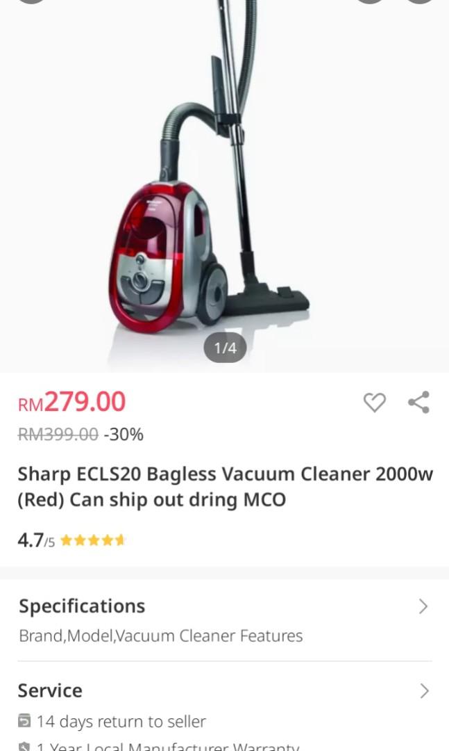 Sharp bagless vacuum ECLS20 (2 months 