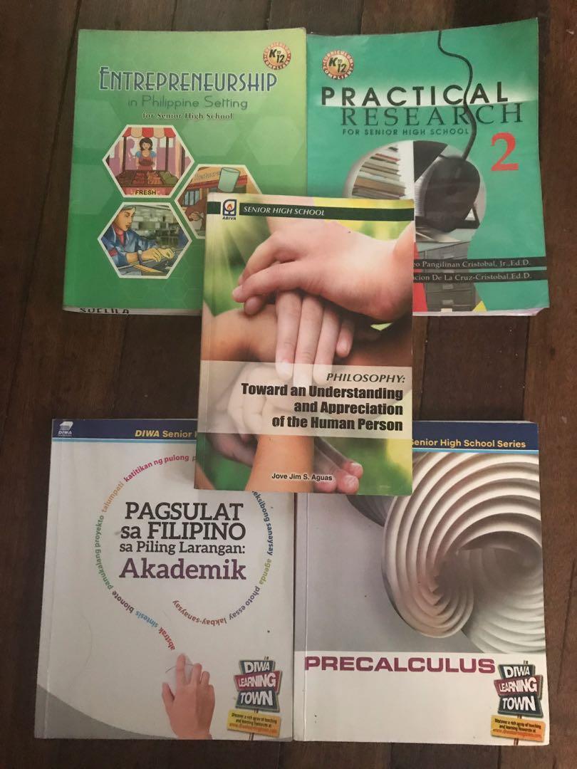 SHS Books (Category: Textbooks) located in Makati City. Submitted by xxmadison (Listing ID 1026785596, Image 1). Description: ‼️SHS BOOKS‼️ 📍Precalculus- 200 📍Philosophy- 200 📍Filipino sa Piling Larangan- 200 📍Entrepreneurship- 150 📍Practical Research 2- 200 💌 DM ME FOR YOUR INQUIRIES .