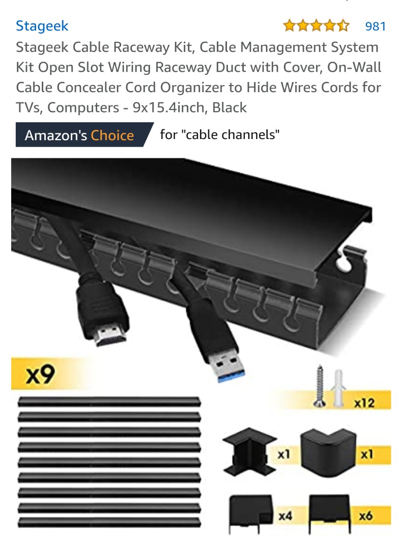 Stageek Cable Raceway Kit, Cable Management System Kit Open Slot Wiring