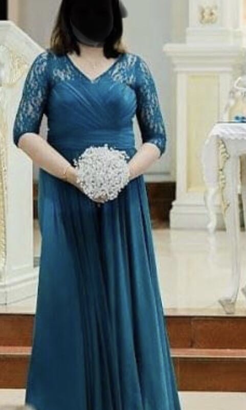 teal long gown