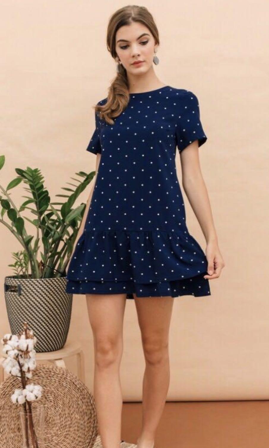 polka dot drop waist dress