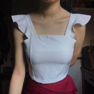 White fancy crop top