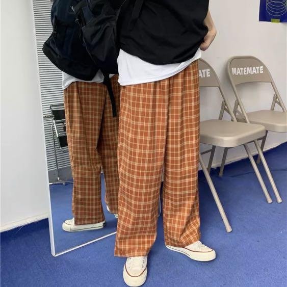 orange checkered pants