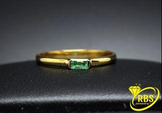 14k Colombian Emerald Dainty Gold Ring